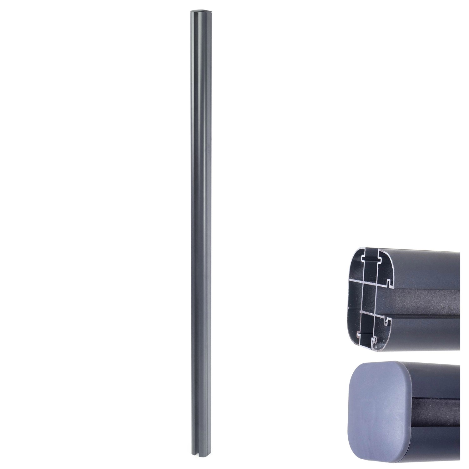 MCW AluPfosten SavoieWPCZaun Pfeiler Pfahl Stecksystem 1,86m Grau