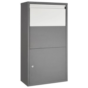 Tectake Paketbox Fortress Mit Integrierter Rückholsperre Zylinderschloss Mit 2 Schlüsseln  22 x 44 x 82 cm Anthrazit