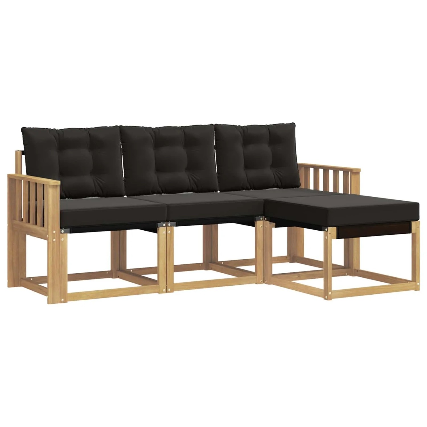 vidaXL Outdoor-Sofagarnitur mit Kissen 4-Tlg Weiß und Schwarz 3389354