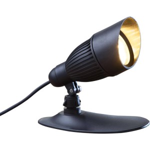 Schwarzer Heissner LED-Spot 9W für Teich, Pool und Garten mit warmweissem Licht.