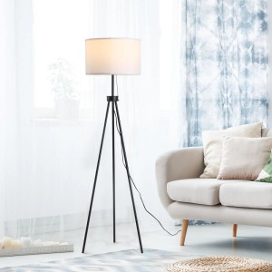 HOMCOM Stehlampe E27 Stahl Polyester 37 x 37 x 152cm Schwarz Weiß