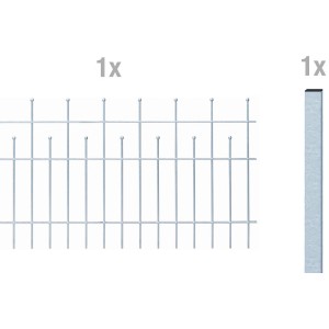 Metallzaun Anbau-Set Madrid, verzinkt, 75x200cm, zum Aufschrauben. Gartenzaun-Element und Pfosten.