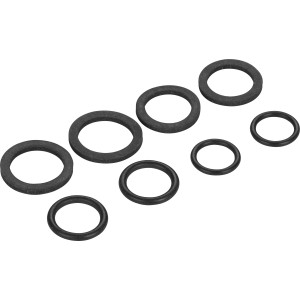 Dichtungs-Set für Schwenkarmaturen, 8-teilig, verschiedene Größen, Gummi, schwarz.