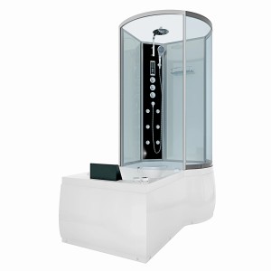 AcquaVapore Whirlpool-Duschkombination 170x100 mit Glasduschkabine und weißer Wanne.