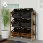 Holz4home Getränkekistenregal mit 6 Kistenplätzen und Edelstahlablage, schwarz.
