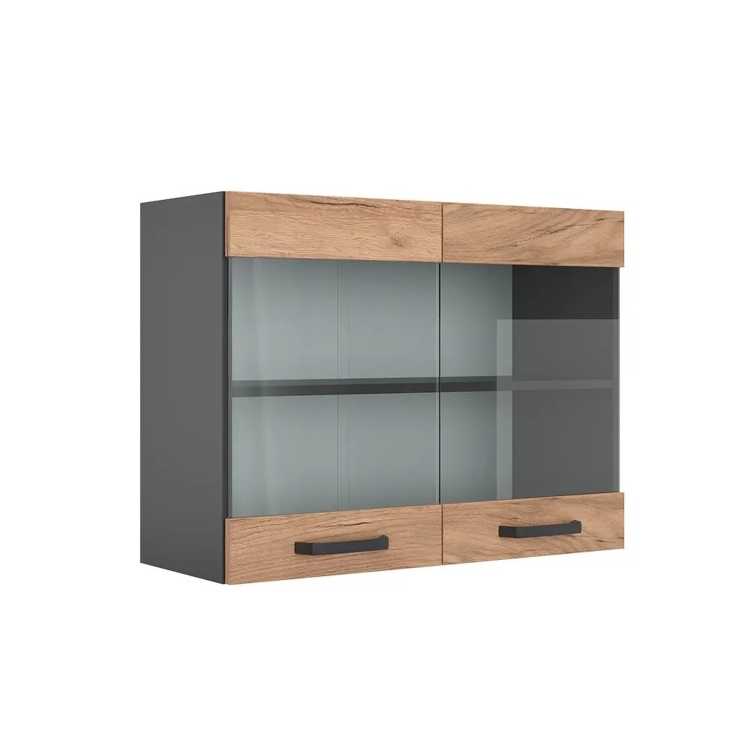Vicco Küchenglasschrank R-Line Glashängeschrank Goldkraft Eiche Anthrazit 80 cm