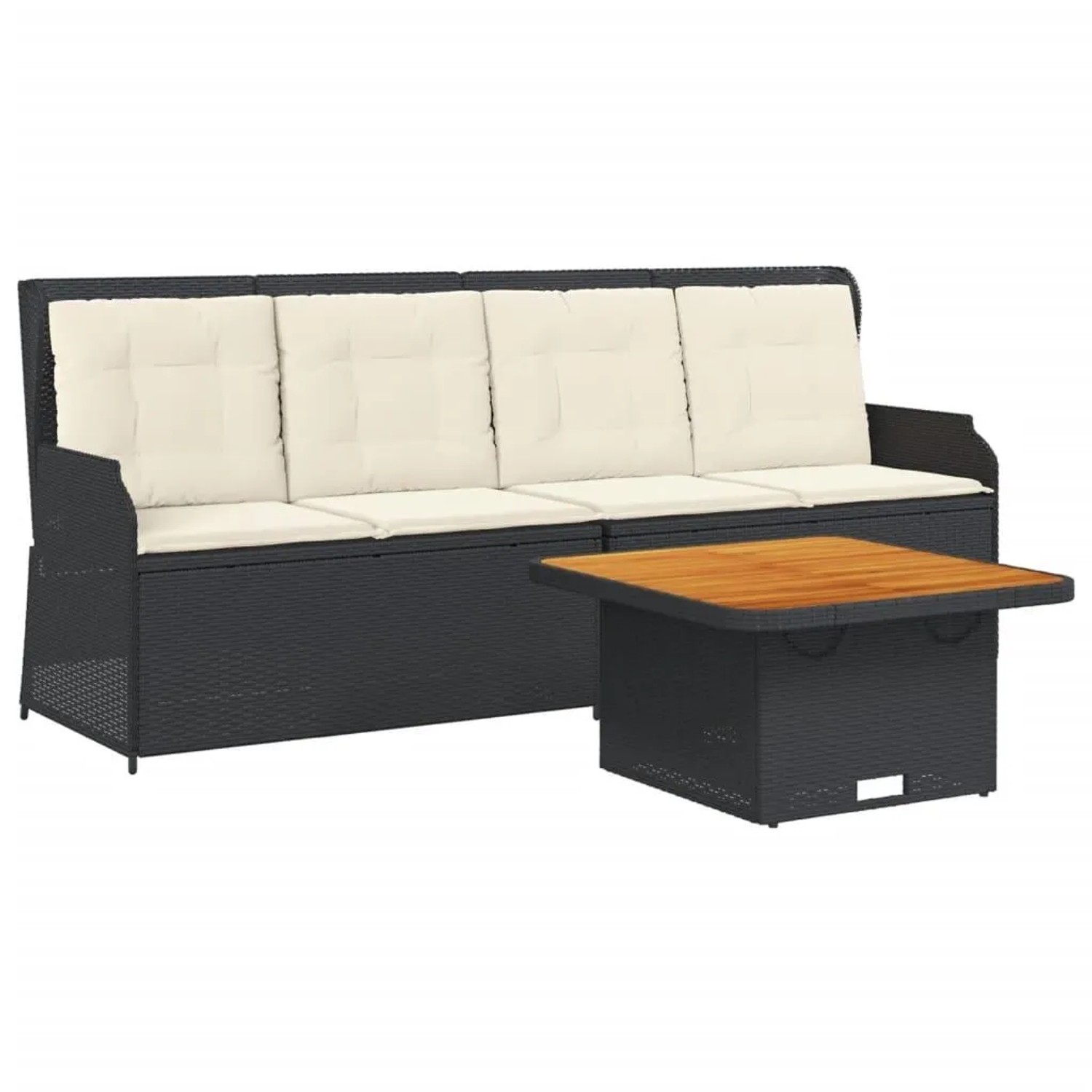 vidaXL 3-Tlg Garten-Lounge-Set mit Kissen Schwarz Poly Rattan 3262101
