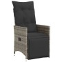 Verstellbarer Gartensessel Grau mit Kissen aus Poly Rattan.