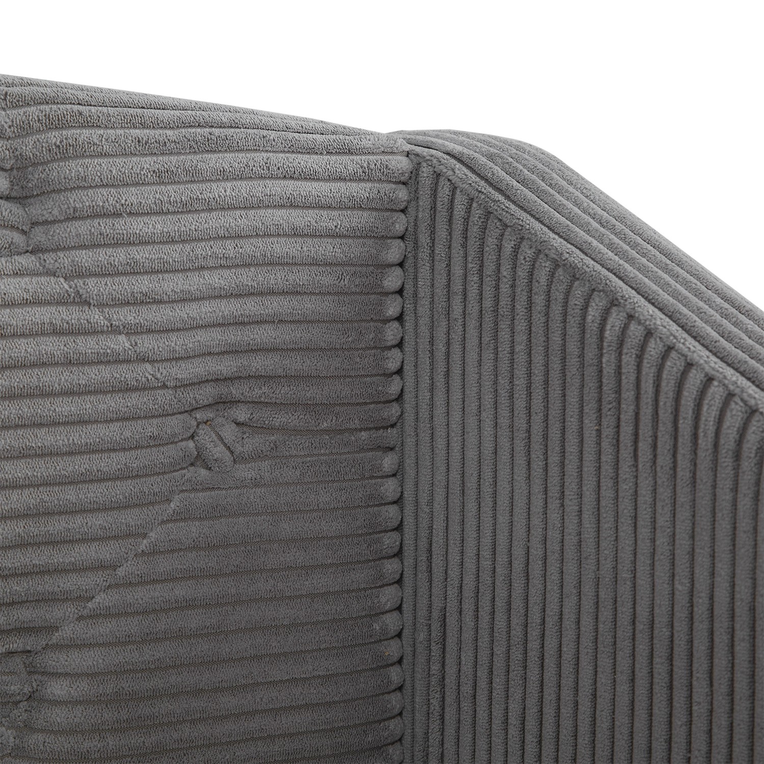 Detailansicht: Graues Homestyle4u Polsterbett mit Cordbezug, Schlafsofa/Tagesbett, 90x200 cm.