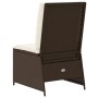 Brauner vidaXL Gartensessel mit Liegefunktion, Polyrattan, inkl. Kissen.