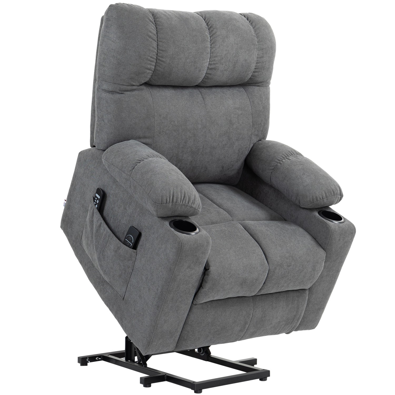 HOMCOM Sessel mit Aufstehhilfe Polyester Metall Grau 91L x 95B x 109H cm günstig online kaufen