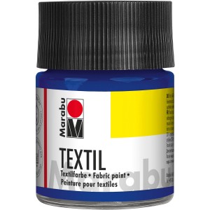 Marabu Textilfarbe, 50ml, Dunkelblau. Stoffmalfarbe für helle Textilien, waschbeständig bis 60°C.