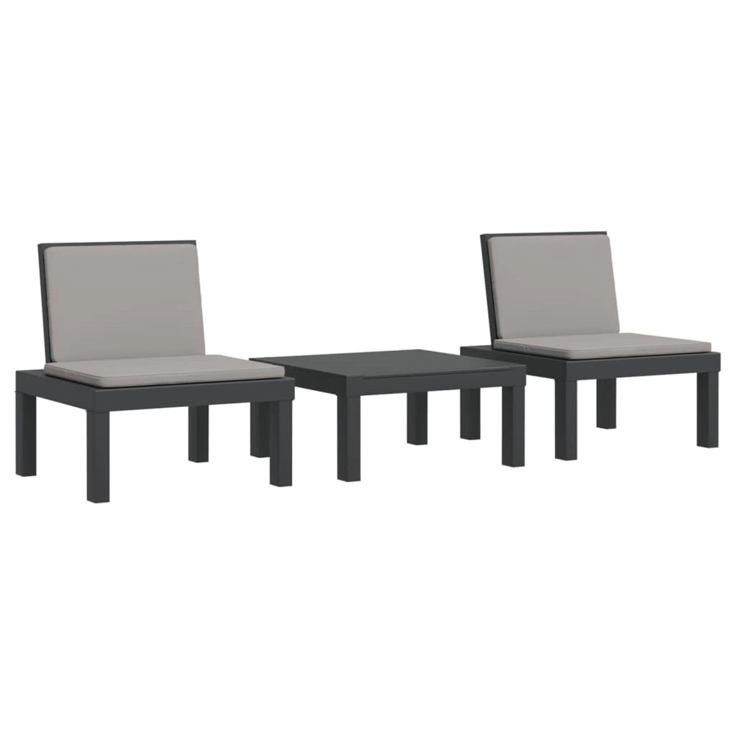 vidaXL 3-Tlg Garten-Lounge-Set mit Kissen Anthrazit PP 3203731