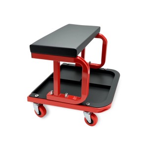 Relaxdays Werkstatthocker Stahl Kunstleder Schwarz Rot Mit Ablage Belastbar 100 kg 37 cm x 36,5 cm x 38 cm 4,9 kg