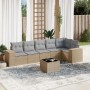vidaXL 7-Tlg Garten-Sofagarnitur mit Kissen Beige Poly Rattan 3254936_2
