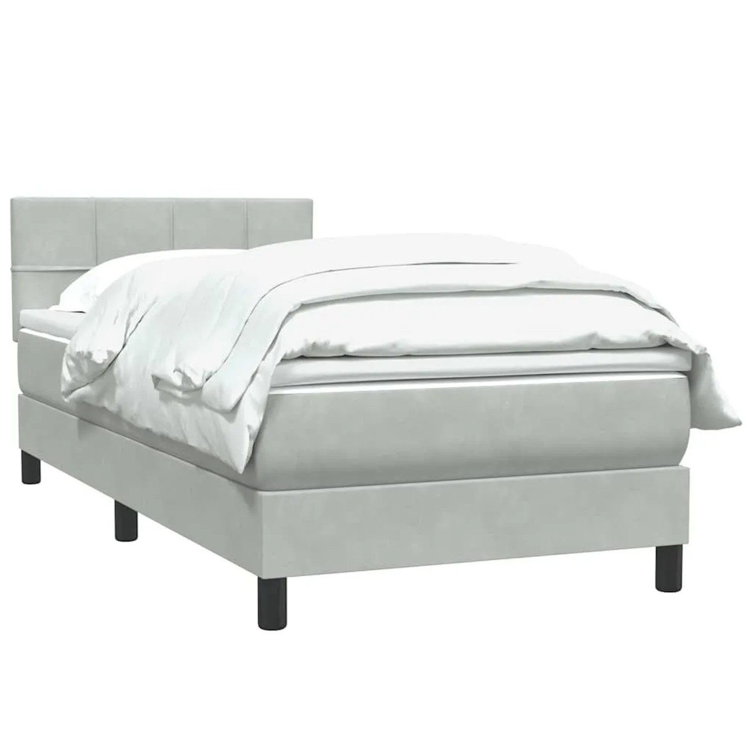 vidaXL Boxspringbett mit Matratze Hellgrau 90x210 cm Samt 3316191 günstig online kaufen
