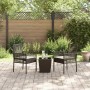 Braunes 3-tlg. vidaXL Garten Bistro Set aus Poly Rattan mit Tisch und Stühlen im Garten.