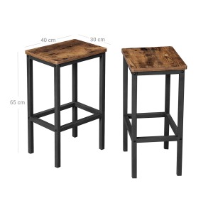 2er Set Vasagle Barhocker in Braun-Schwarz, 65 cm hoch, mit Fußstütze. Ideal für Bartisch-Sets.