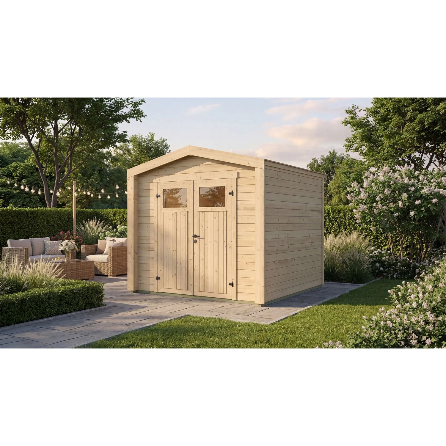 Weka Holz-Gartenhaus Killarney Satteldach Natur Unbehandelt 248 cm x 248 cm