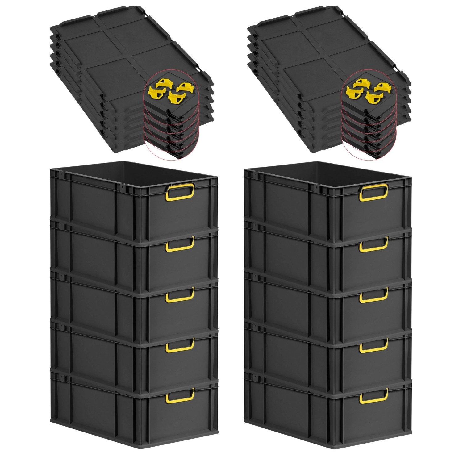 PROREGAL SparSet 10x Eurobox Nextgen Color Mit Auflagedeckel HxBxT 22x40x60 günstig online kaufen