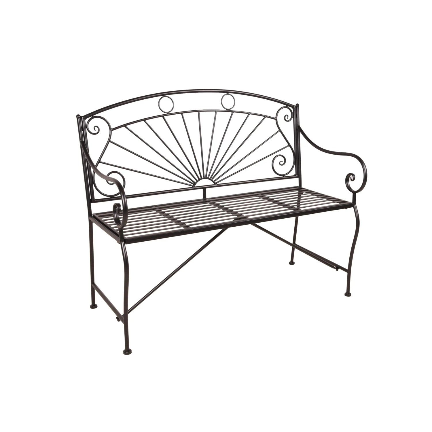 DELUKE Gartenbank RENE 111cm Breit Stahl Schwarz Matt Terrassenbank Wetterfest Sitzbank Outdoor Bank