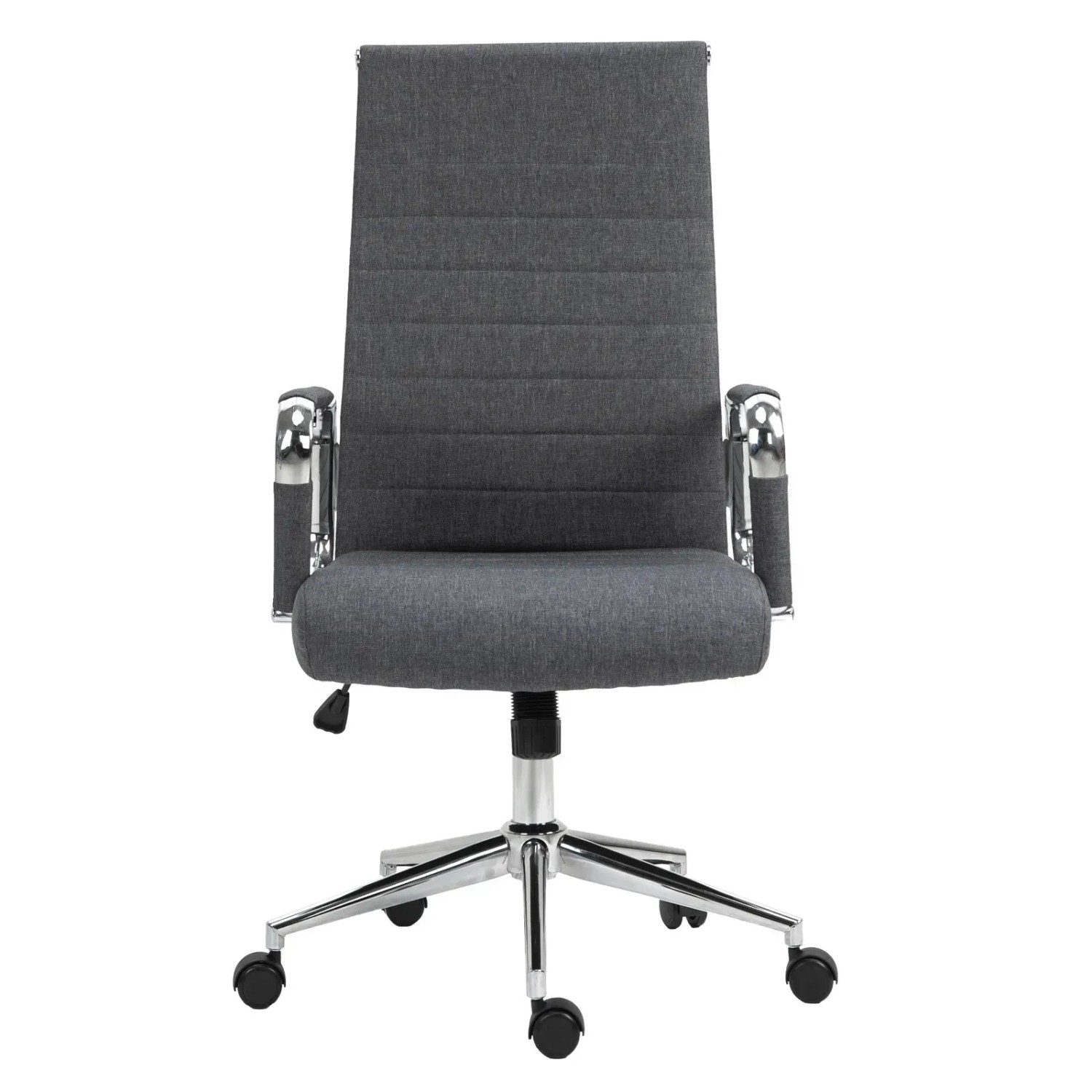 Dunkelgrauer Svita Bürostuhl Office Comfort mit hoher Rückenlehne und verchromtem Gestell.