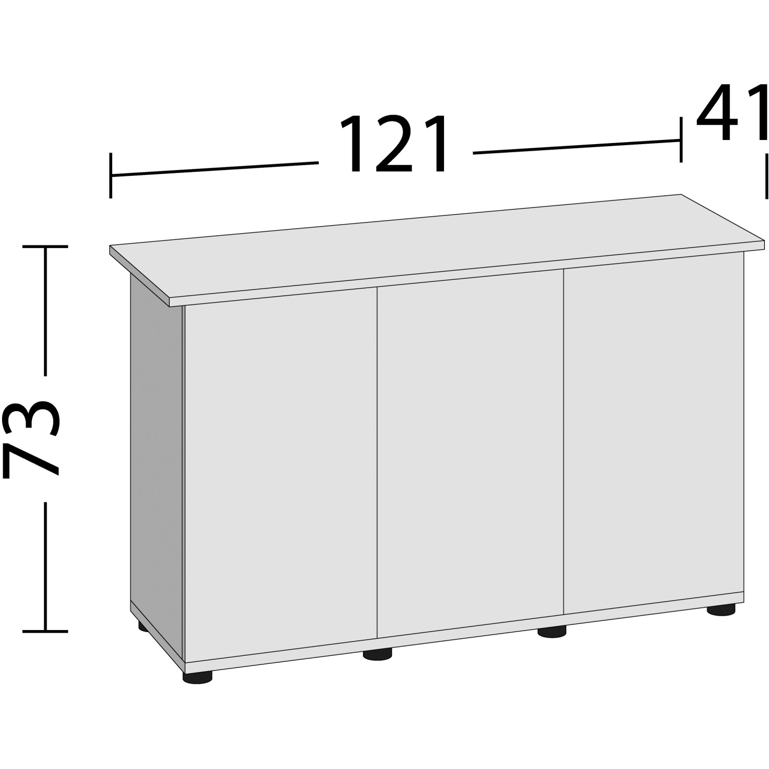 Juwel Aquariumunterschrank SBX Rio 240, helles Holz, mit drei Türen und Maßangaben.