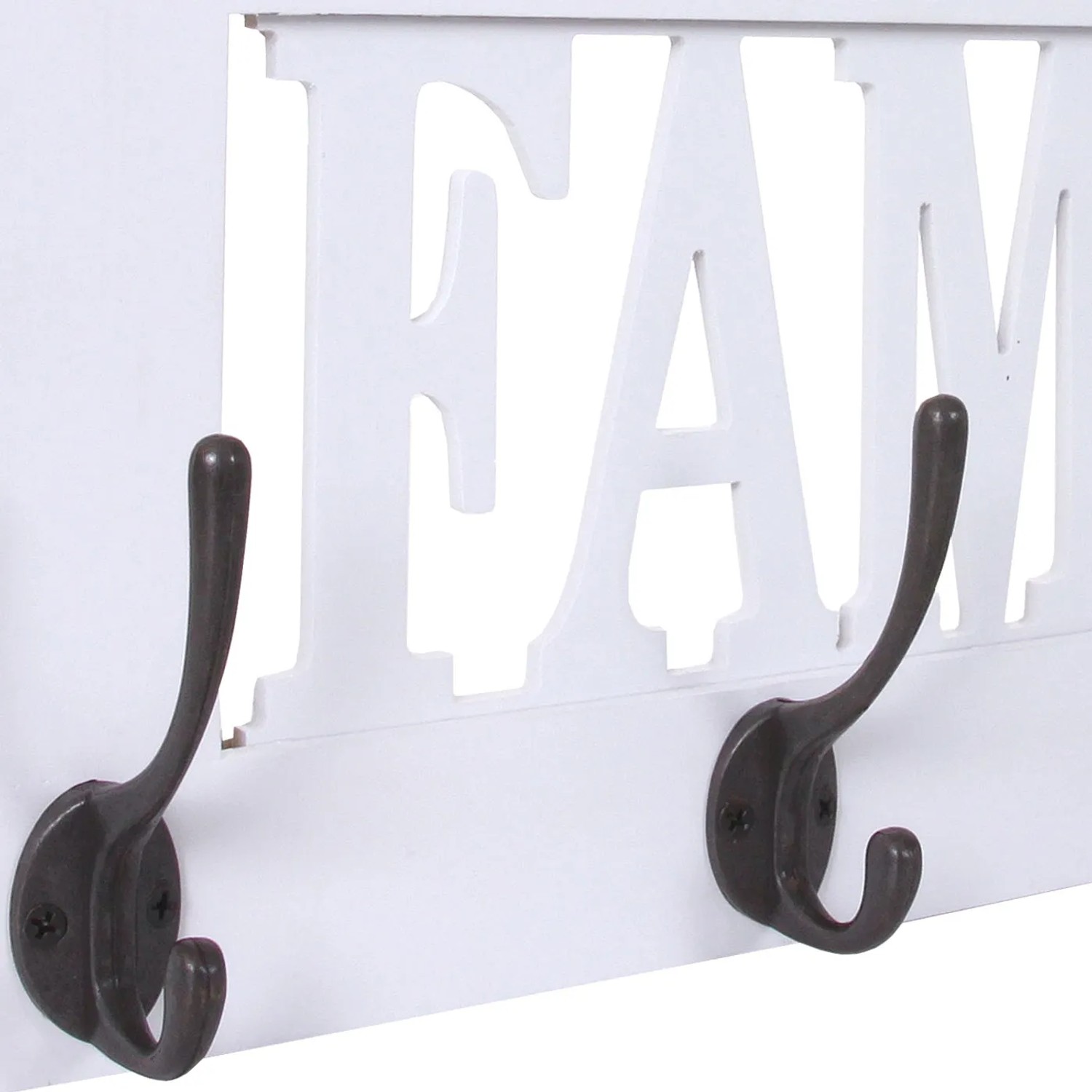 Weiße MCW Wandgarderobe C60 Family im Shabby-Look mit 4 Doppelhaken.
