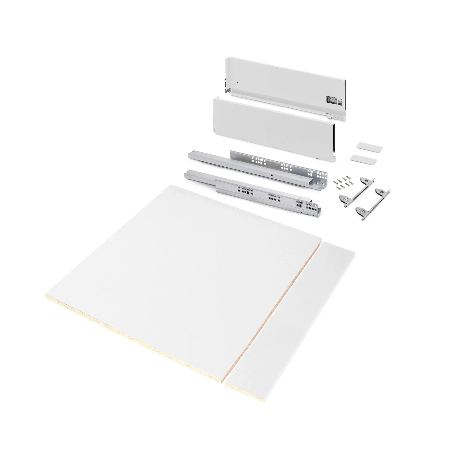 Emuca Schubladegarnitur Vertex für Küche oder Badezimmer mit 3D-Verstellung Höhe 178 mm mit Spanplatten Modul 600 mm Weiß Lackiert