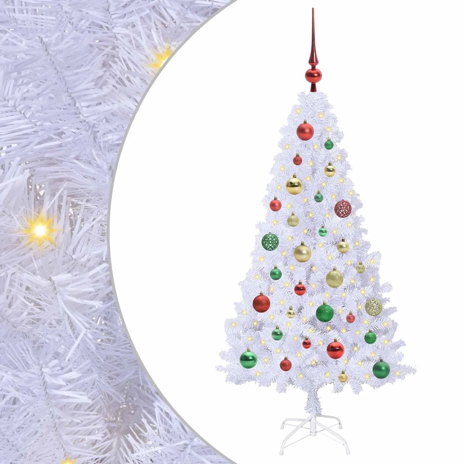 vidaXL Künstlicher Weihnachtsbaum Weiß 120 cm PVC und Stahl 3426757