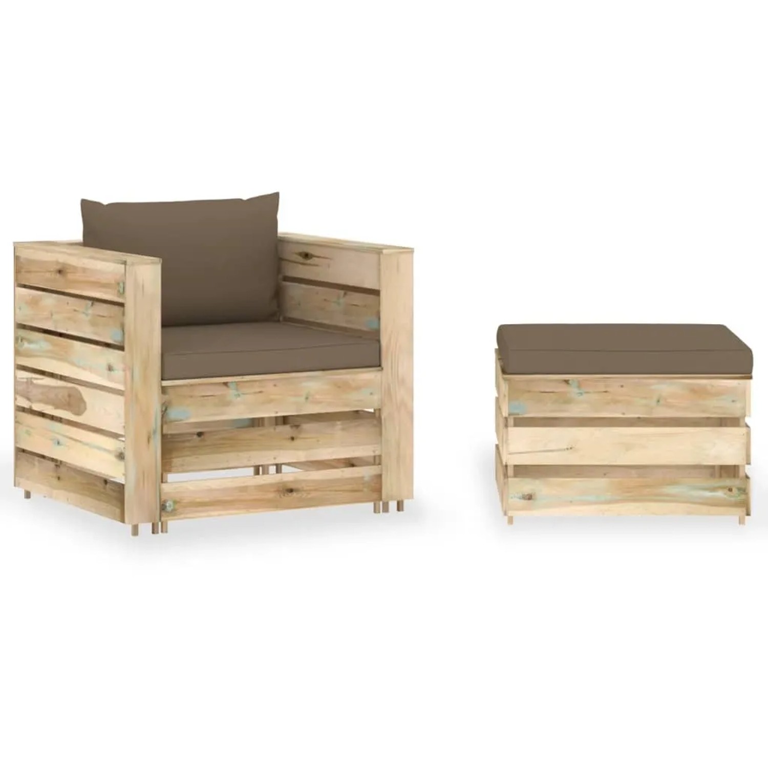 vidaXL 2-Tlg Garten-Lounge-Set mit Kissen Grün Imprägniertes Holz 3074539