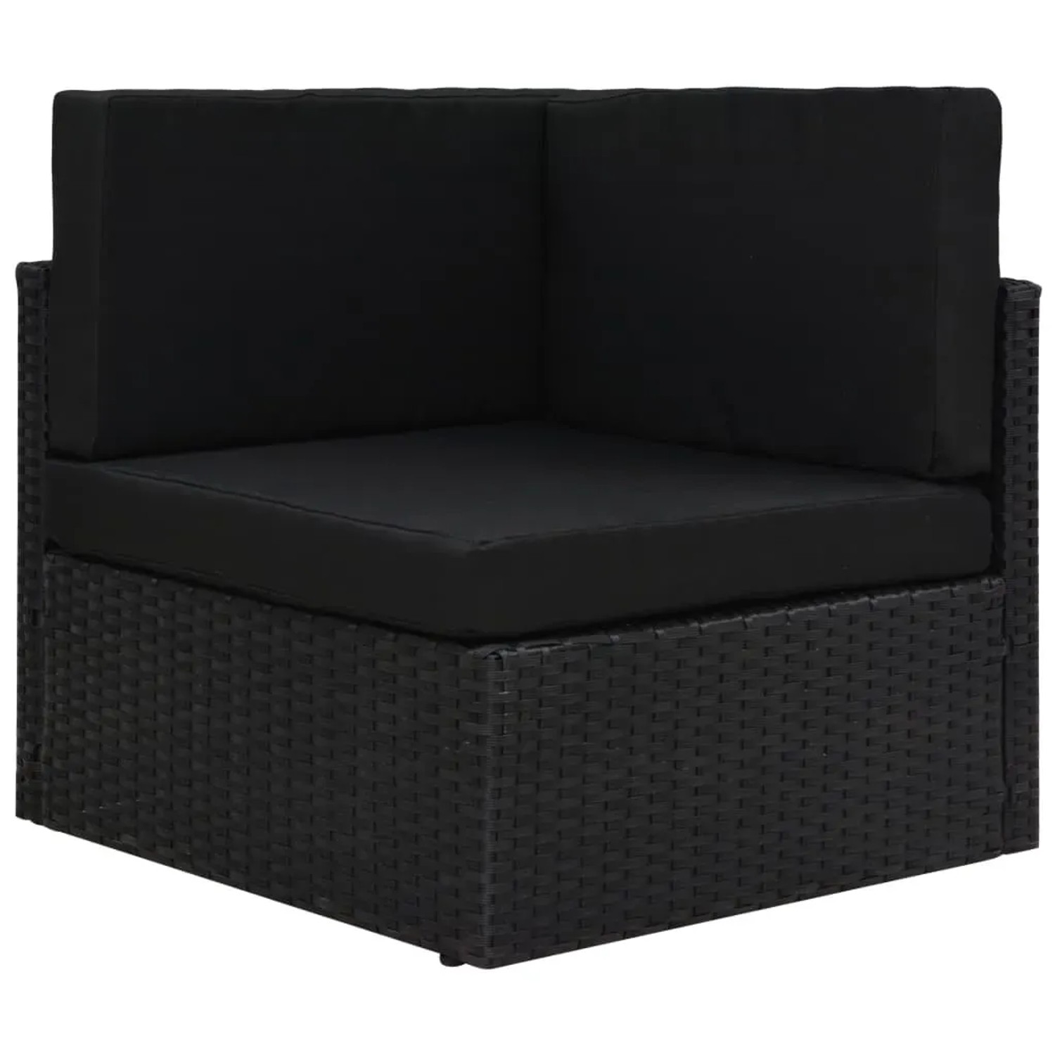 Schwarzes vidaXL Gartenmöbel-Eckteil aus Rattan mit Polster für Lounge-Set.