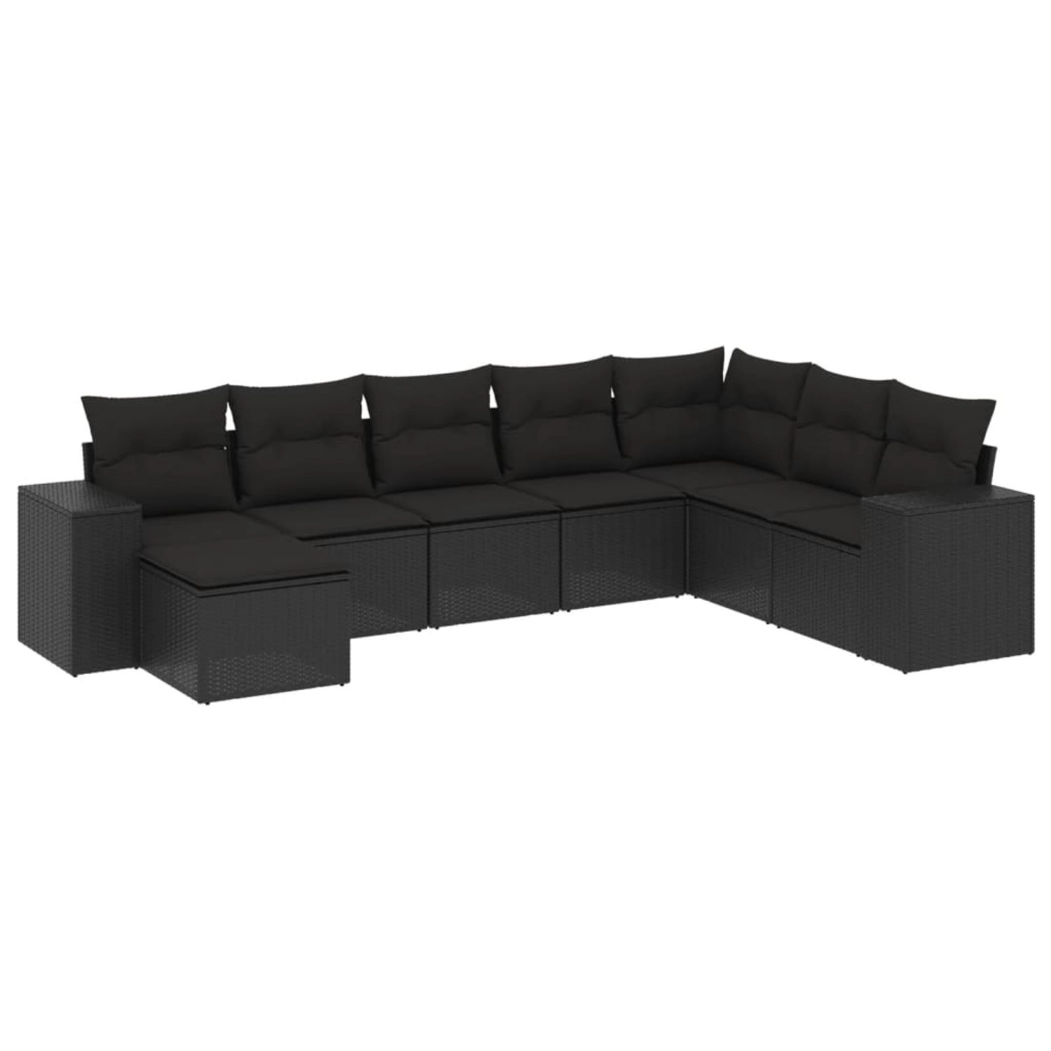 vidaXL 8-Tlg Garten-Sofagarnitur mit Kissen Schwarz Poly Rattan 3222954 günstig online kaufen