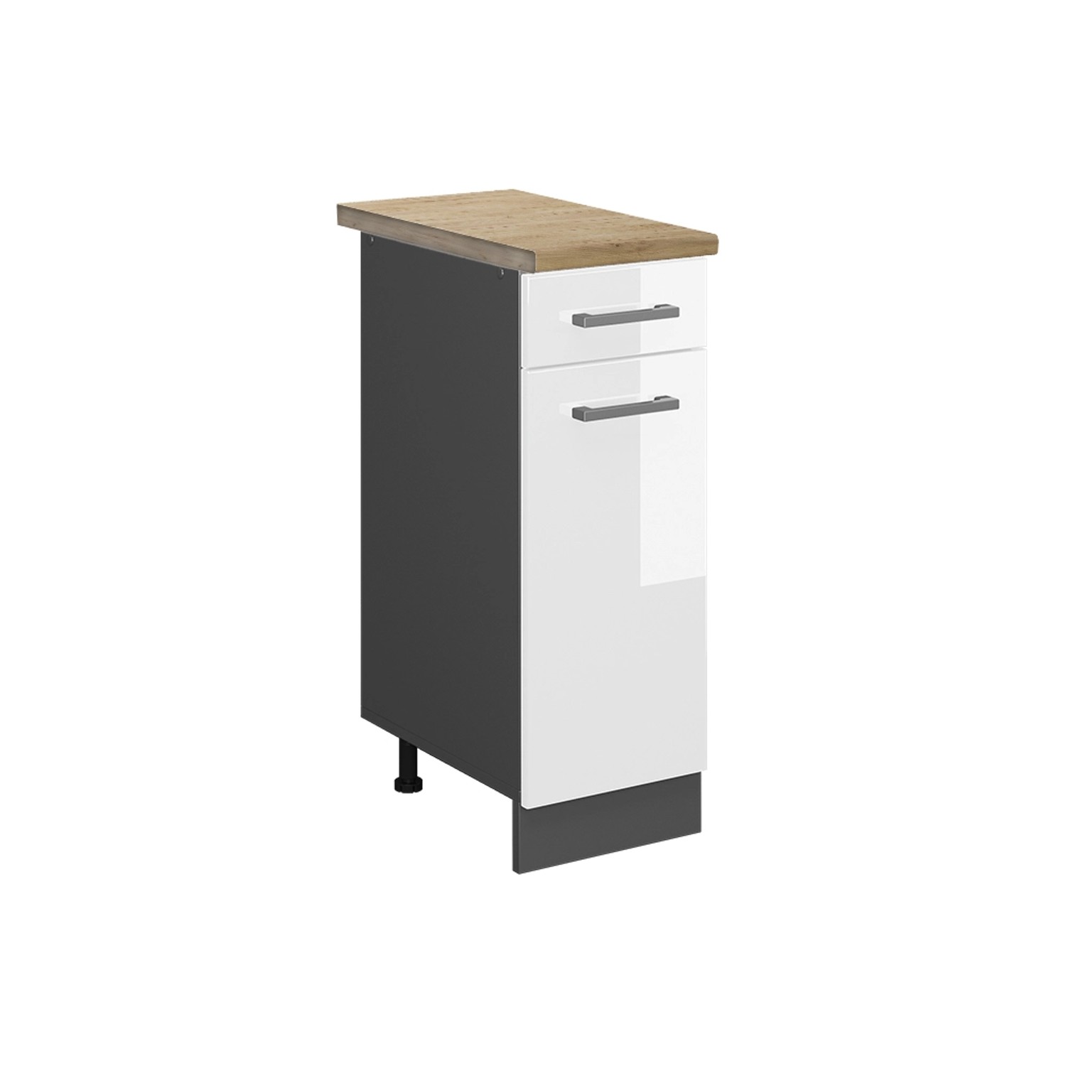 Vicco Küchenunterschrank R-Line Weiß Hochglanz/Anthrazit 30 cm AP Eiche