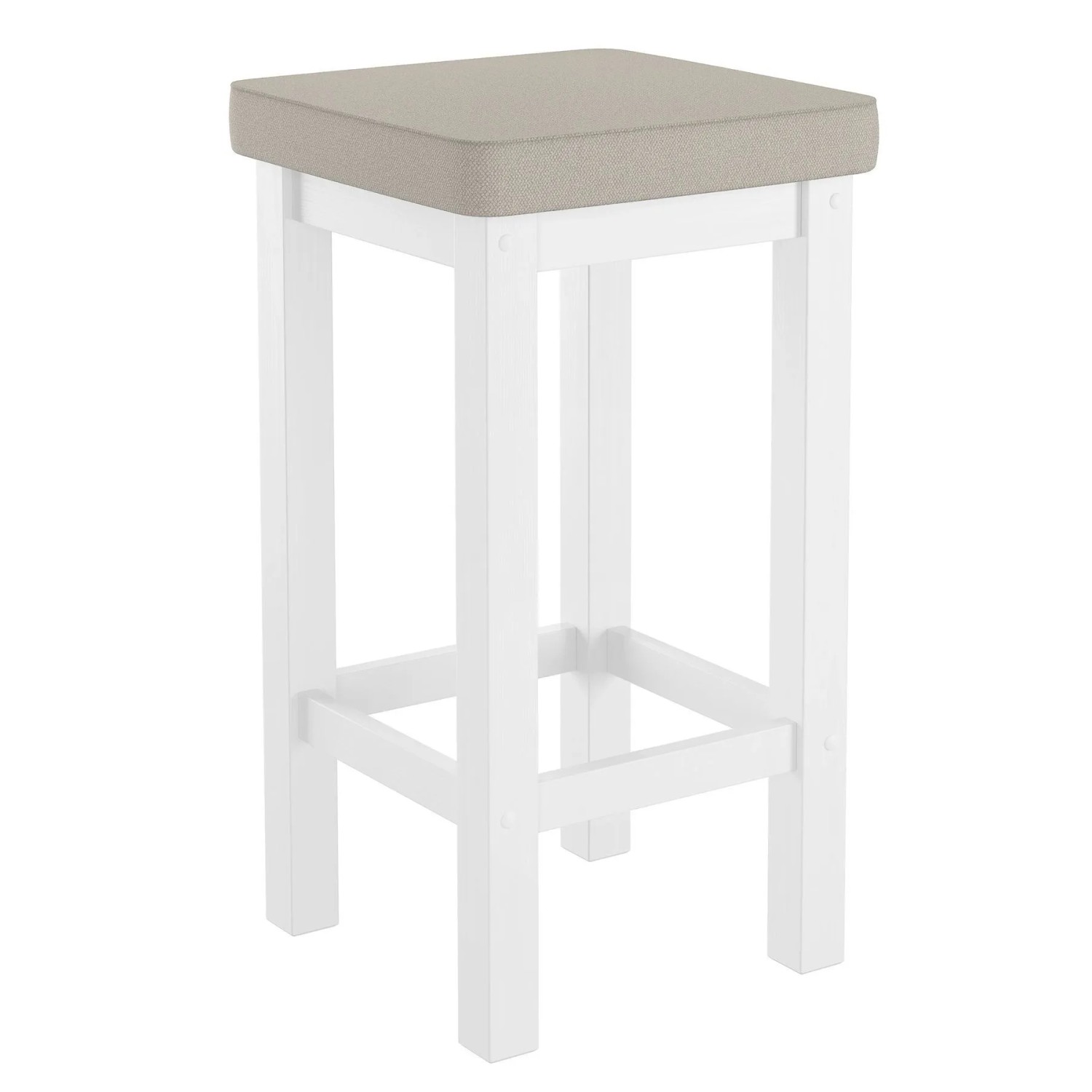 Erst-Holz Holzhocker Barhocker Verschiedene Polsterfarben 60 Hoch Kiefer Weiß Taupe