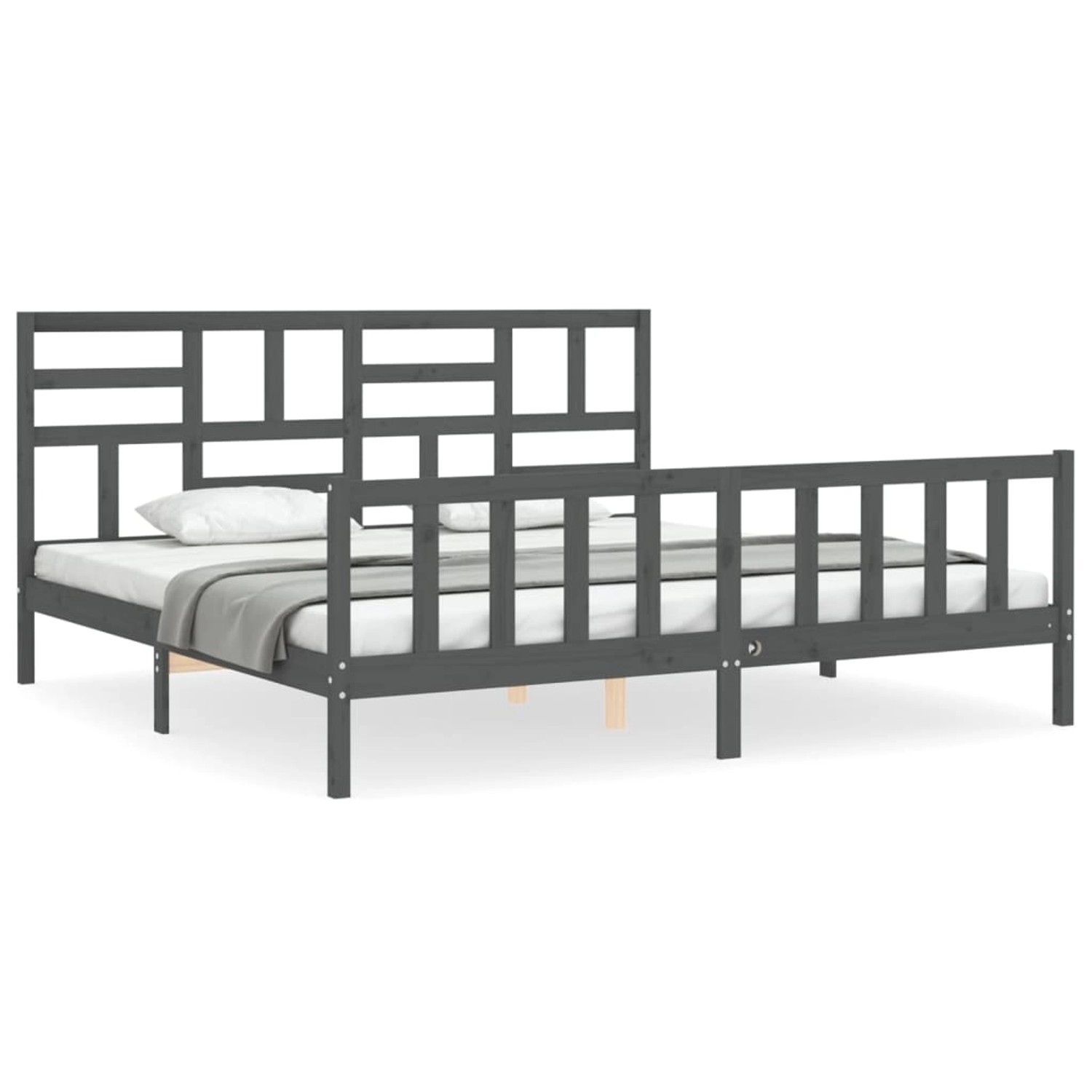 vidaXL Massivholzbett mit Kopfteil Grau 200x200 cm 3193098 günstig online kaufen