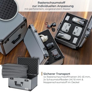 HMF 14412-02 Alu Fotokoffer Miniaturenkoffer Rasterschaumstoff 46 x 33 x 26 cm