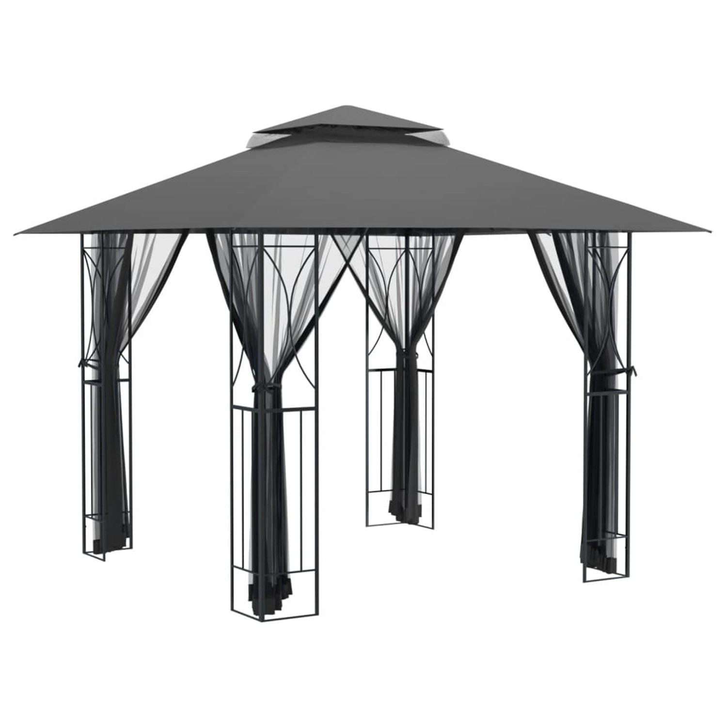 vidaXL Pavillon mit Seitenwänden Anthrazit 300x300x270 cm Stahl