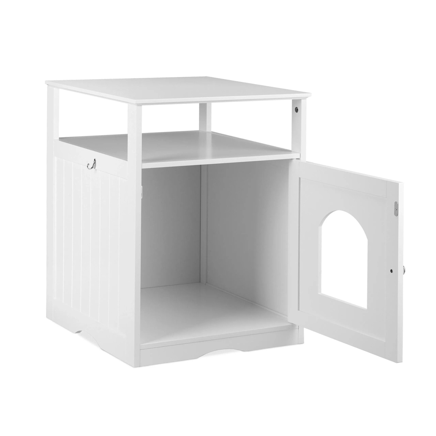 Relaxdays Katzenschrank MDF Stahl Weiß Mit Ablage 64 cm x 48 cm x 53 cm 12 kg
