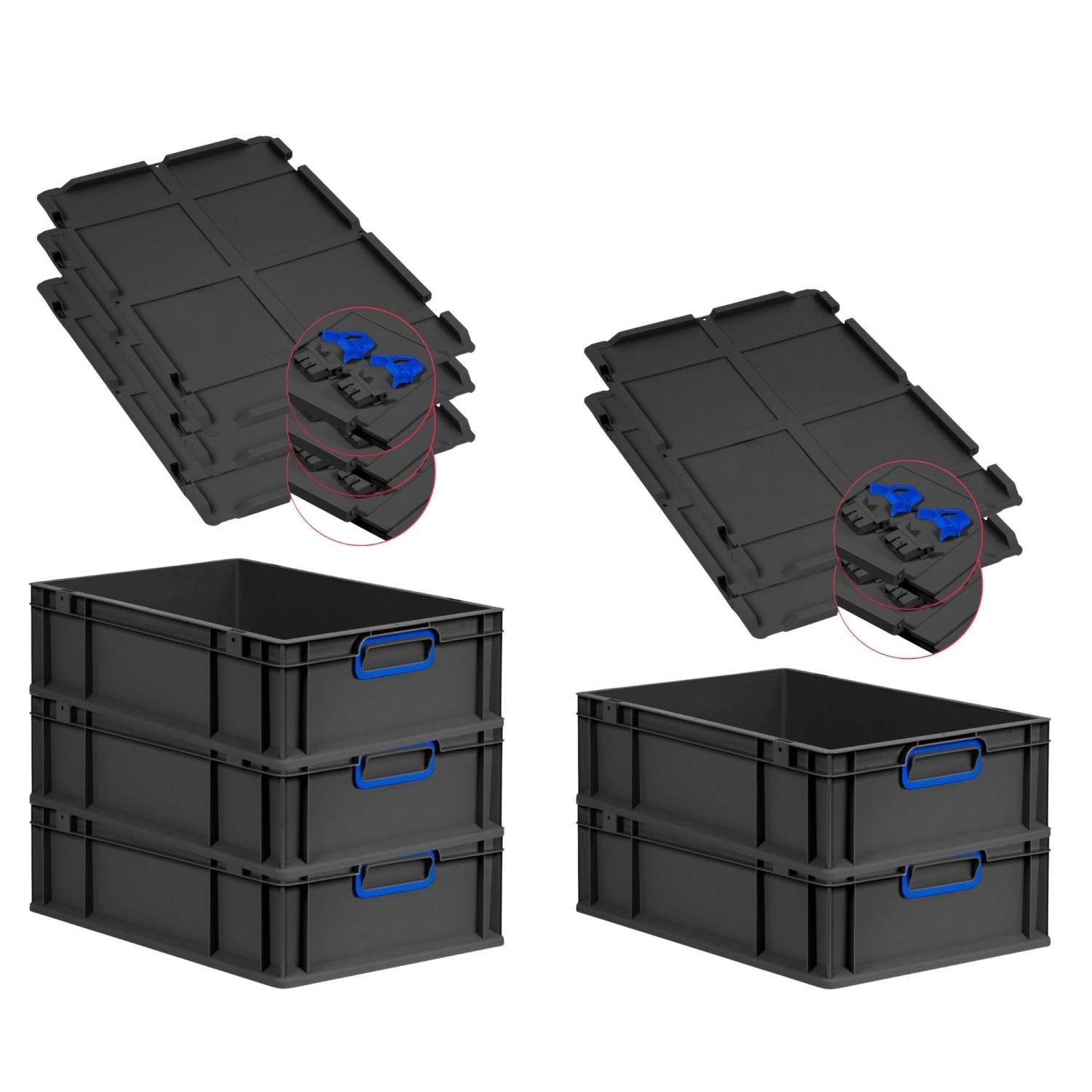 PROREGAL SuperSparSet 5x Eurobox Nextgen Color Mit Scharnierdeckel HxBxT 17 günstig online kaufen