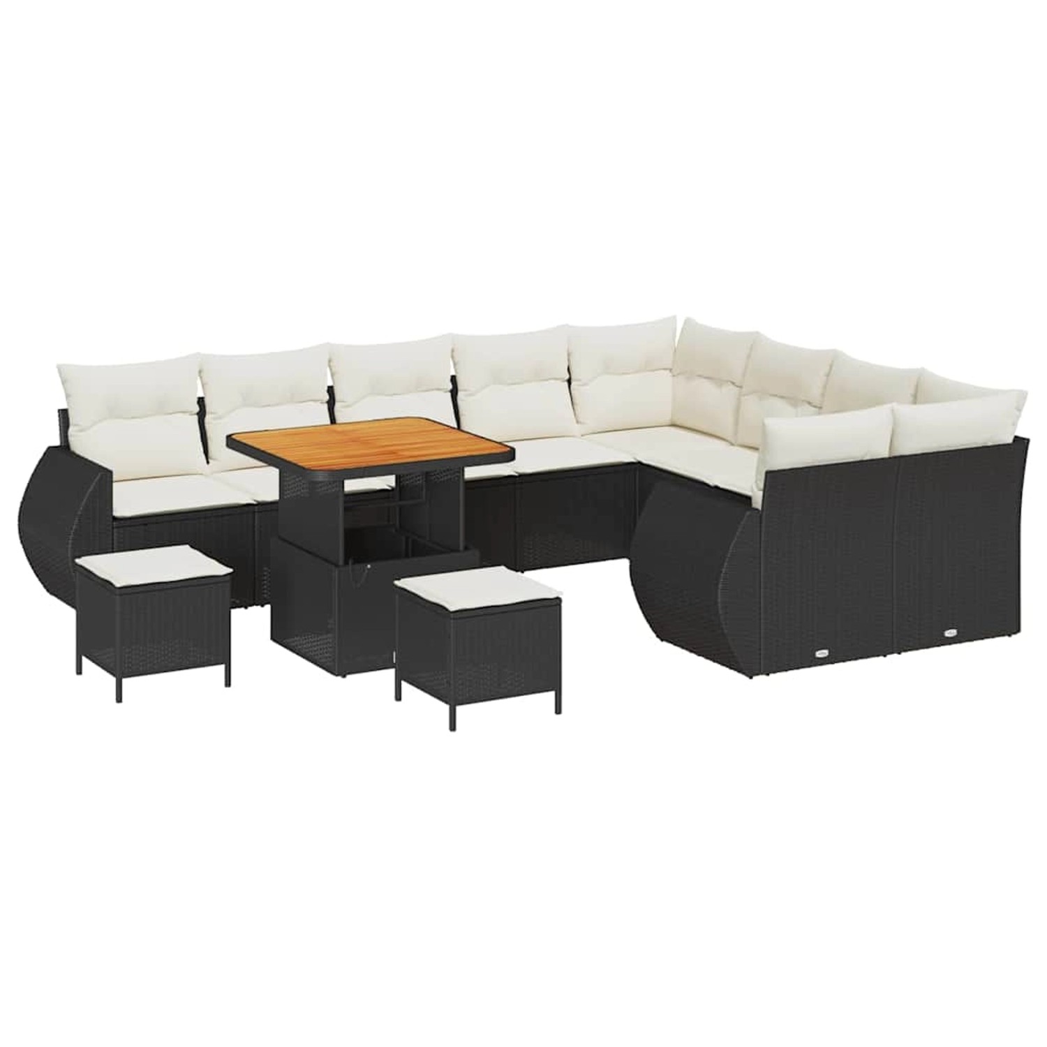 vidaXL Garten-Sofa-Set 12-Tlg Schwarz Poly Rattan 3361910 günstig online kaufen