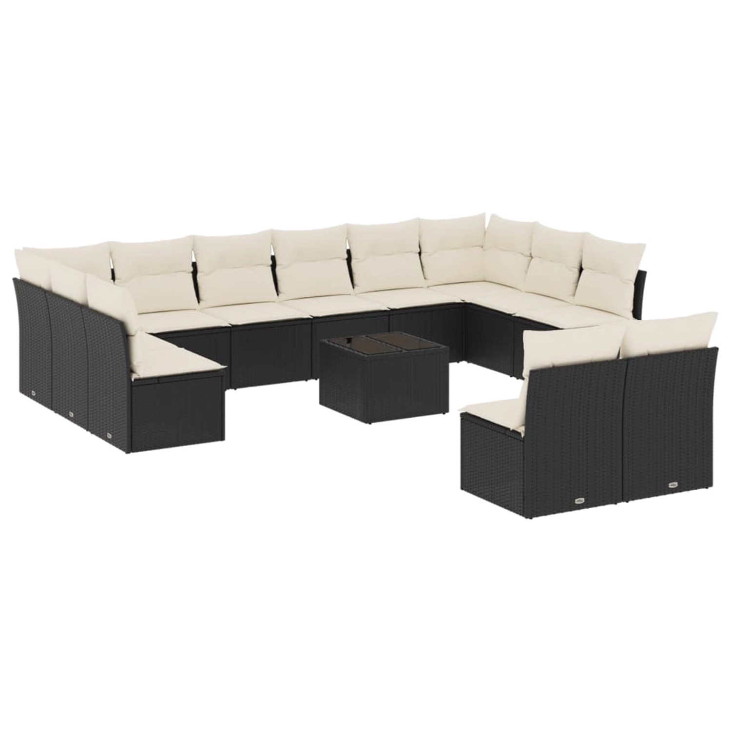 vidaXL 13-tlg Garten-Sofagarnitur mit Kissen Schwarz Poly Rattan Modell 11