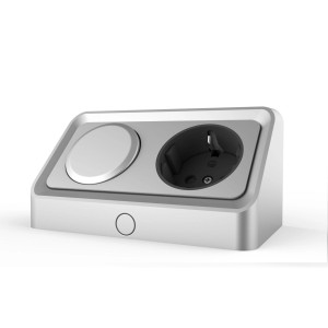 Kalb Vetra Ecksteckdose silbergrau mit Schalter für Kabelausgang