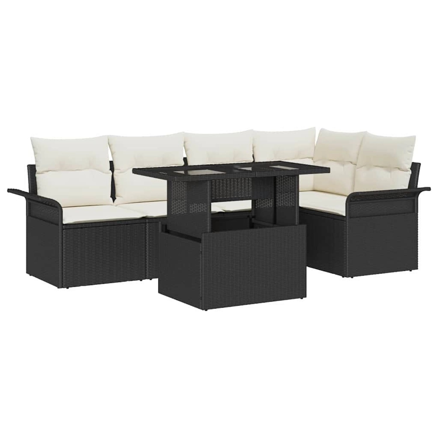 vidaXL Garten-Sofa-Set mit Kissen 6-Tlg Schwarz Poly Rattan 3357020 günstig online kaufen