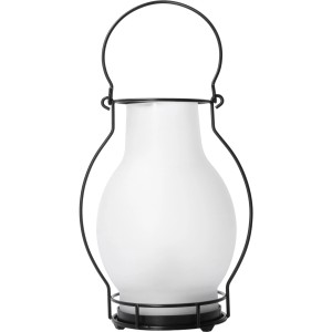 Weiße Solar-Laterne Bogota mit Flammeneffekt und Sensor für den Außenbereich.