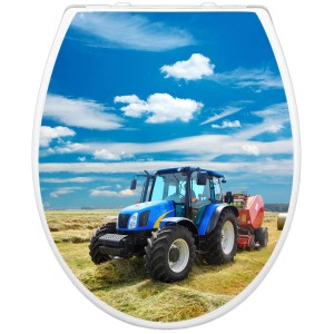 Banjado WC-Sitz Familie mit Traktor Motiv. Klodeckel mit Absenkautomatik und Kindersitz.