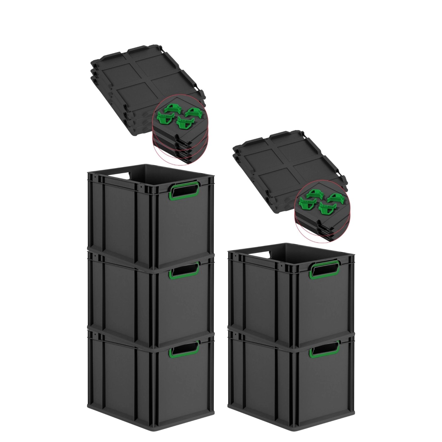 PROREGAL SparSet 5x Eurobox Nextgen Color Mit Auflagedeckel HxBxT 32x30x40c günstig online kaufen
