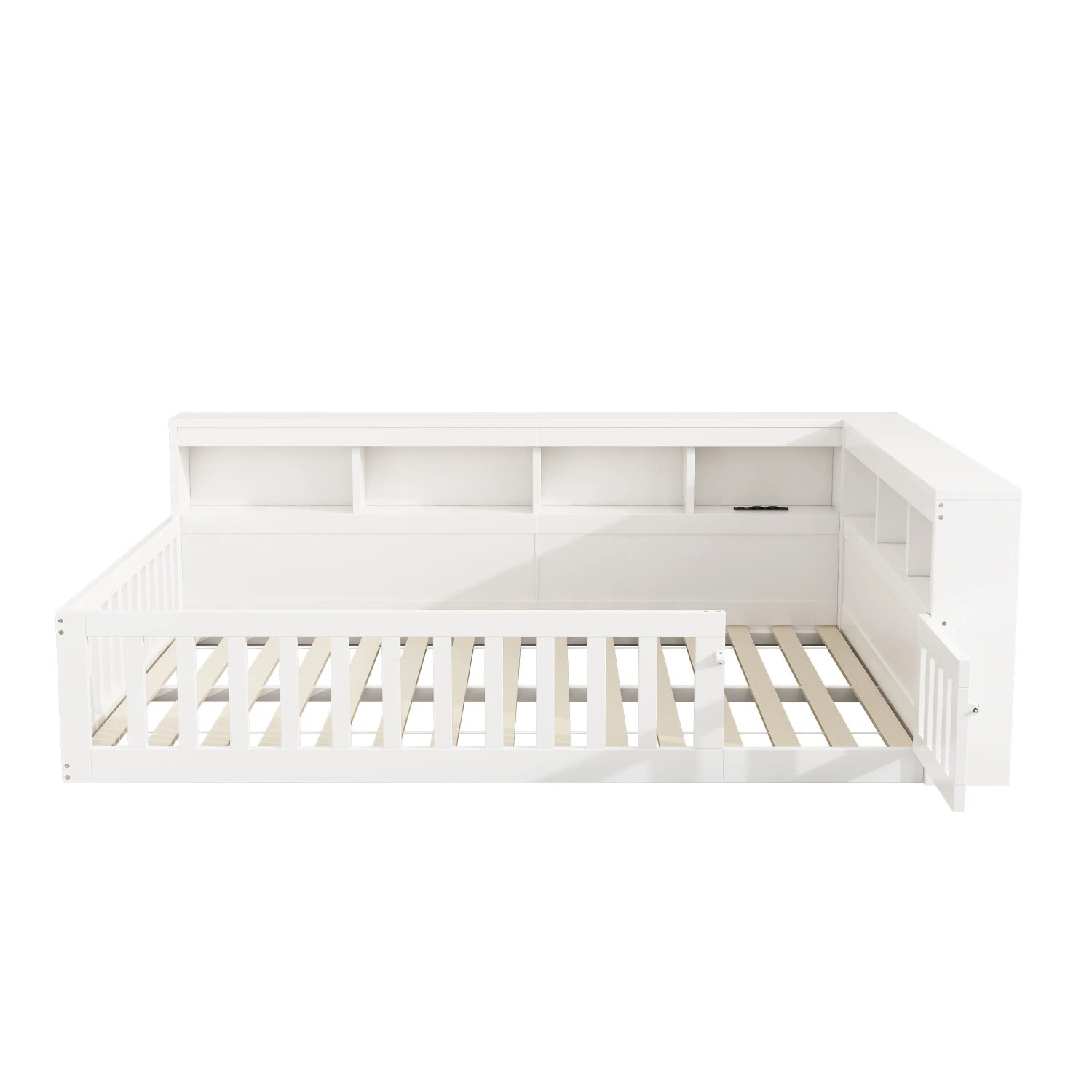 okwish Daybett 140x190cm mit Staufach und Steckdose Kinderzimmer Weiß ohne Matratze