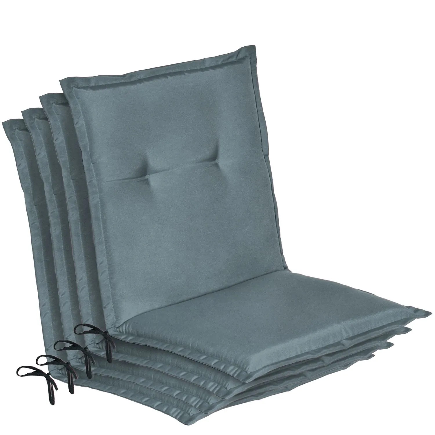 Beautissu 4er Set Niedriglehner Auflage Gartenstuhl Loft NL 100x50x6cm Taubenblau