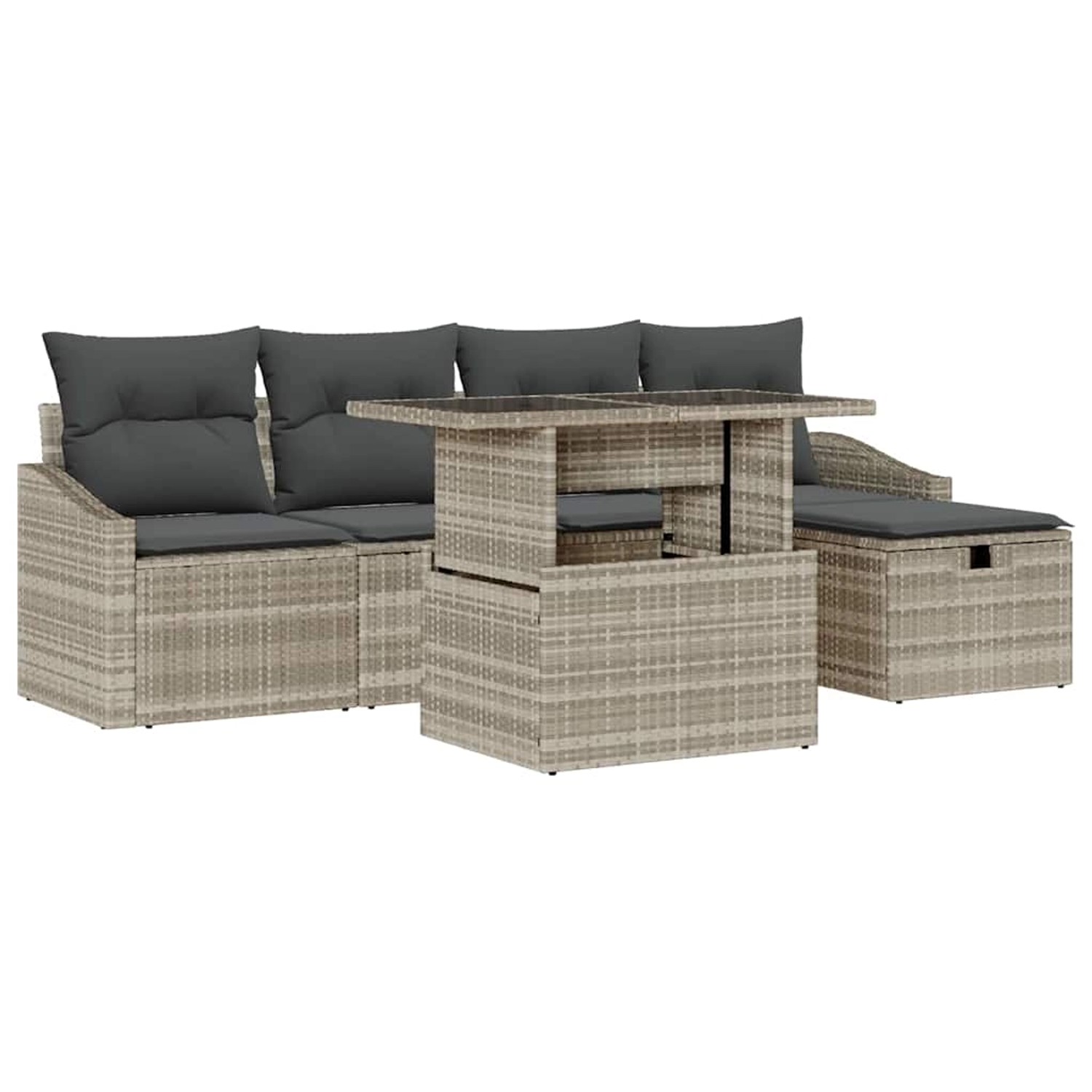 vidaXL Garten-Sofa-Set Höhenverstellbar 6-Tlg Hellgrau Poly Rattan 3361161 günstig online kaufen